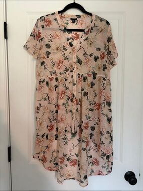 torrid Blush Floral Tie-Front Babydoll Top